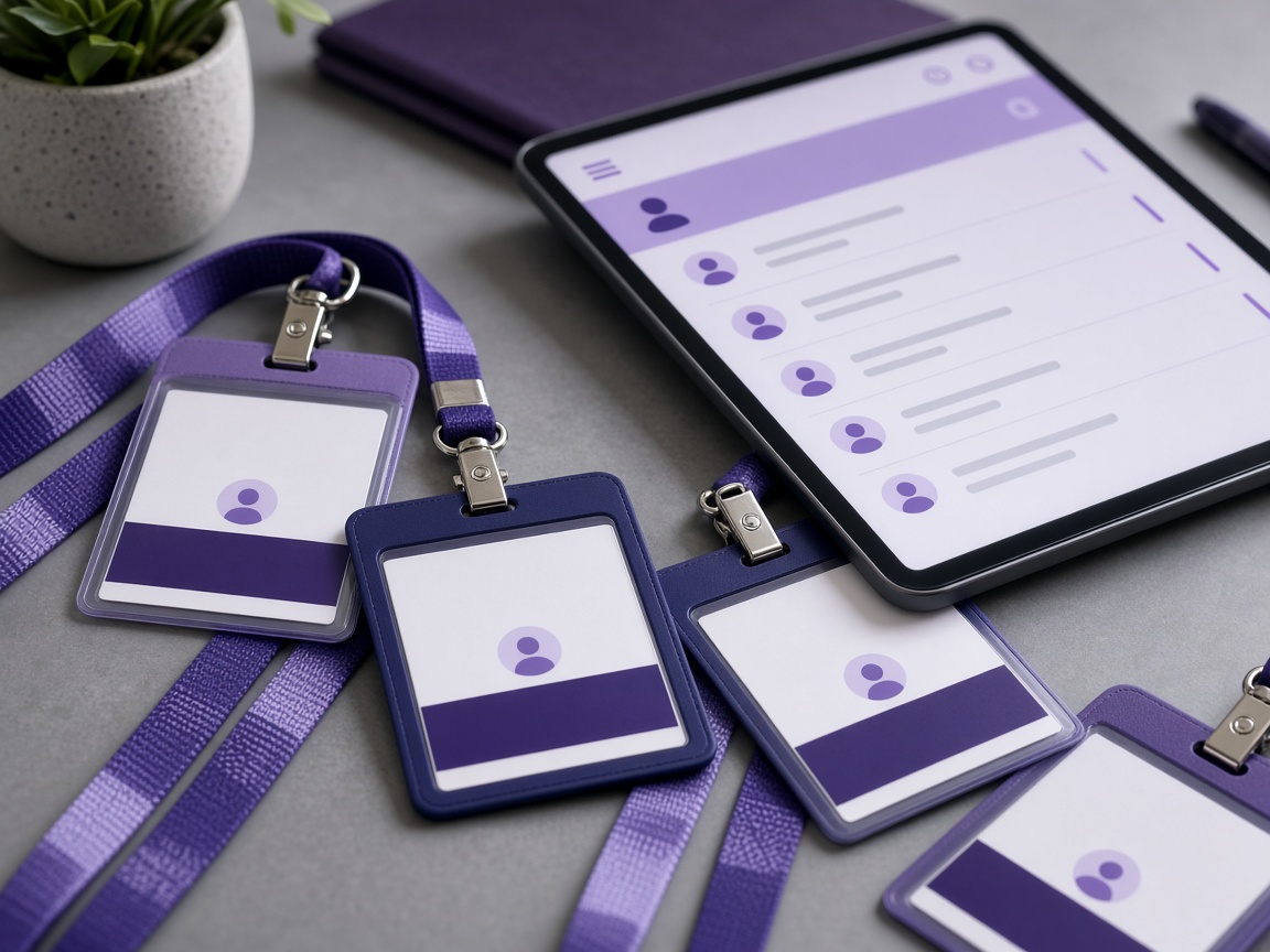 Printed name badges with lanyards